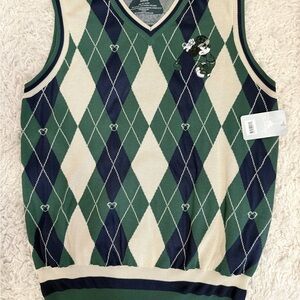 Disney Green and Blue Argyle Sweater Vest